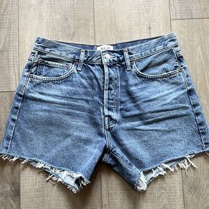 Agolde Parker Long Loose Vintage Shorts in Skywave